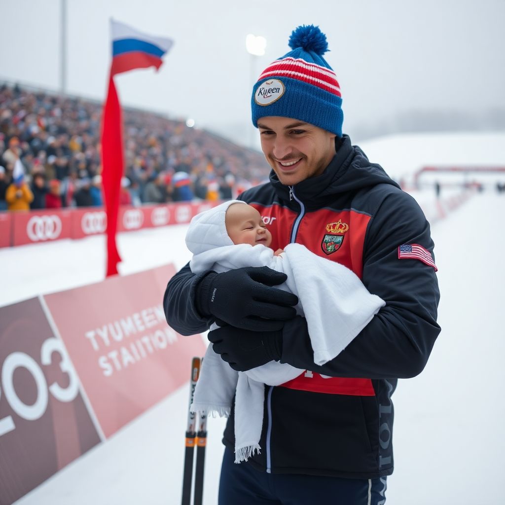 Ижевский биатлонист Корнев выиграл суперспринт ЧР и отпраздновал победу с сыном